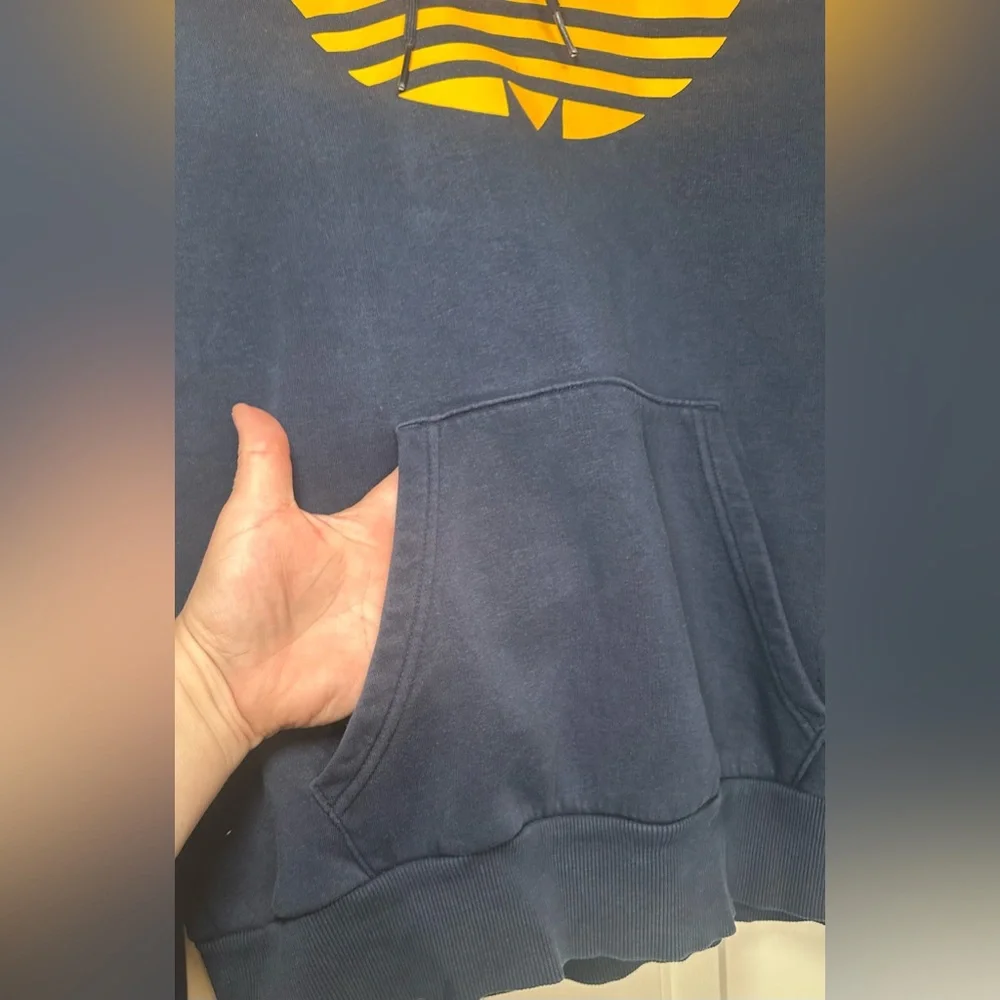 Adidas Shmoofoil Mark Gonzales Hooded Sweatshirt Navy Blue & Yellow Medium.‎